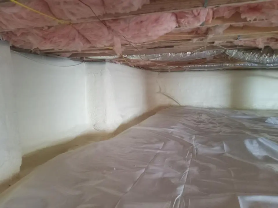 Crawl space encapsulation with closed-cell spray foam for Spray Foam Roofing in Brent